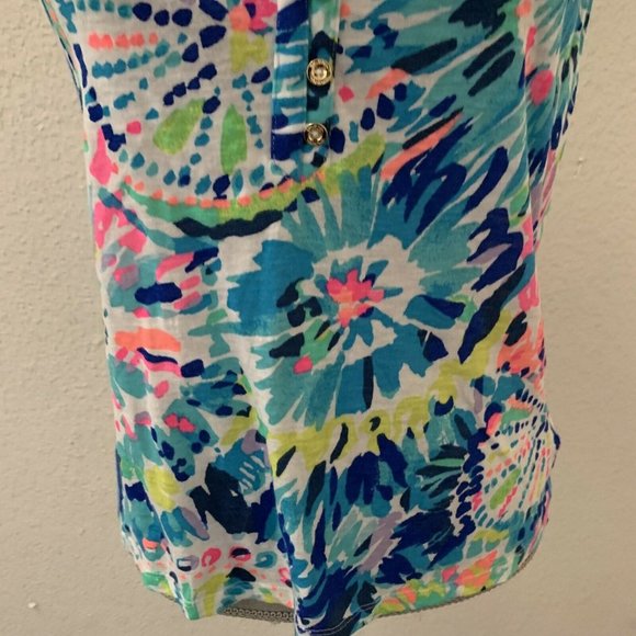 Lilly Pulitzer Essie Top Blue Pink Excellent Condition Sleeveless XS GORGEOUS - Picture 3 of 9